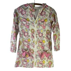 Hello Kitty girls' floral hooded windbreaker jacket with bow details size 10